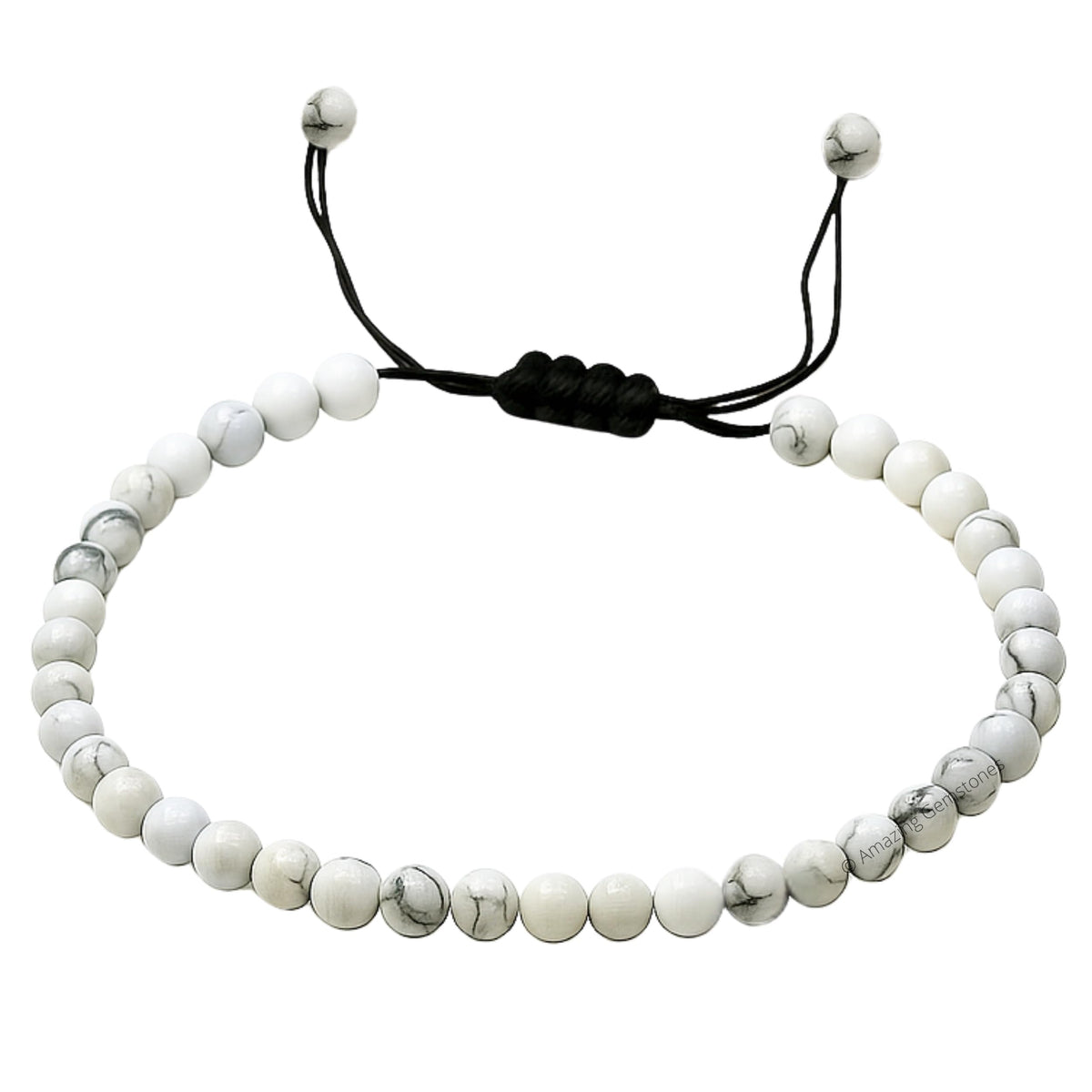 Amazing Gemstone Howlite Anklet Ankle Bracelets for Women - Waterproof Beaded Healing Crystal Anklets, Plus Size Chakra Gemstone Bead Anklet (Stretchy Adjustable - Plain)