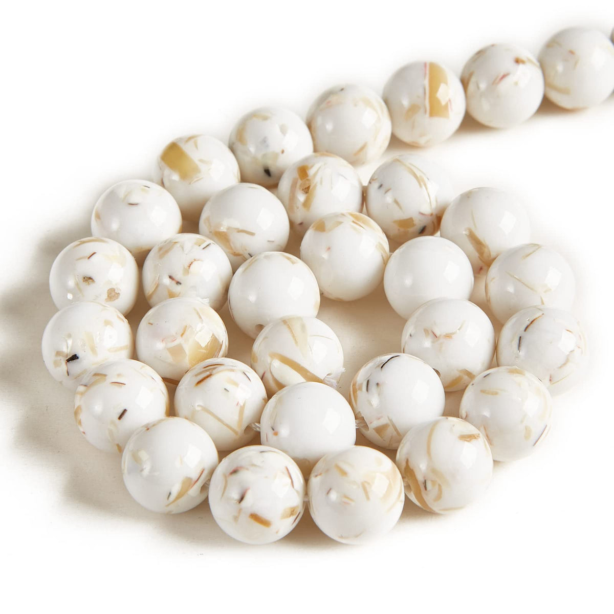 60pcs 6mm White Shell Turquoise Beads Natural Gemstone Beads Round Loose Beads for Jewelry Making
