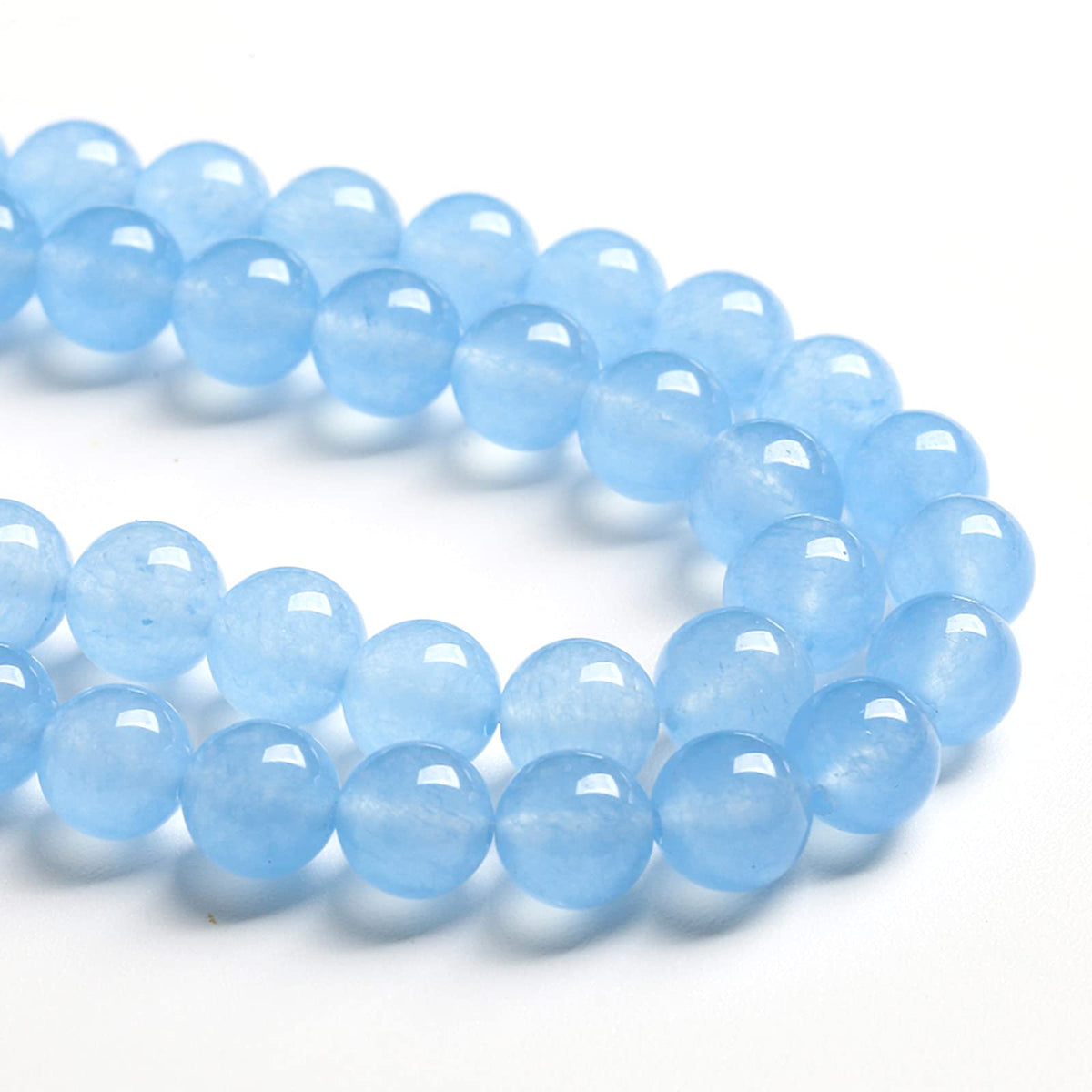 8MM 46PCS Blue Aquamarine Chalcedony Spacer Loose Beads for Jewelry Making DIY Bracelet Necklace