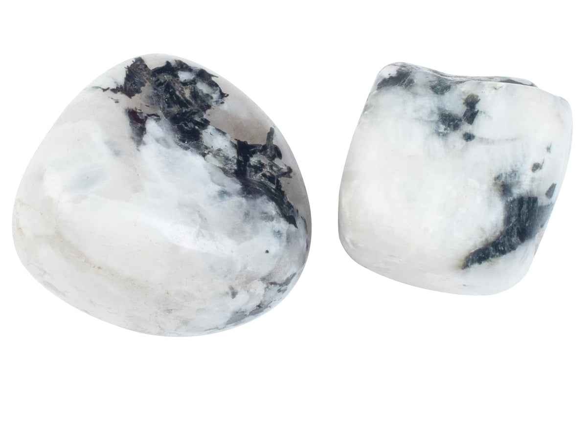 "300+ Carats, 2 Pcs Rainbow Moonstone Polished Stones and Crystals, Tumbled Stones 20-25mm Real Healing Stones for Beginners Used as Crystal Meditation Reiki Thumb Stones Gift for Rock Collection"