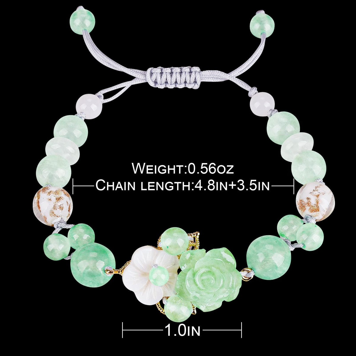 HL1971 Jade Beaded Elastic Bracelet Gradient Green Jade Bead Ladies Bracelet, Suitable for Christmas, Thanksgiving