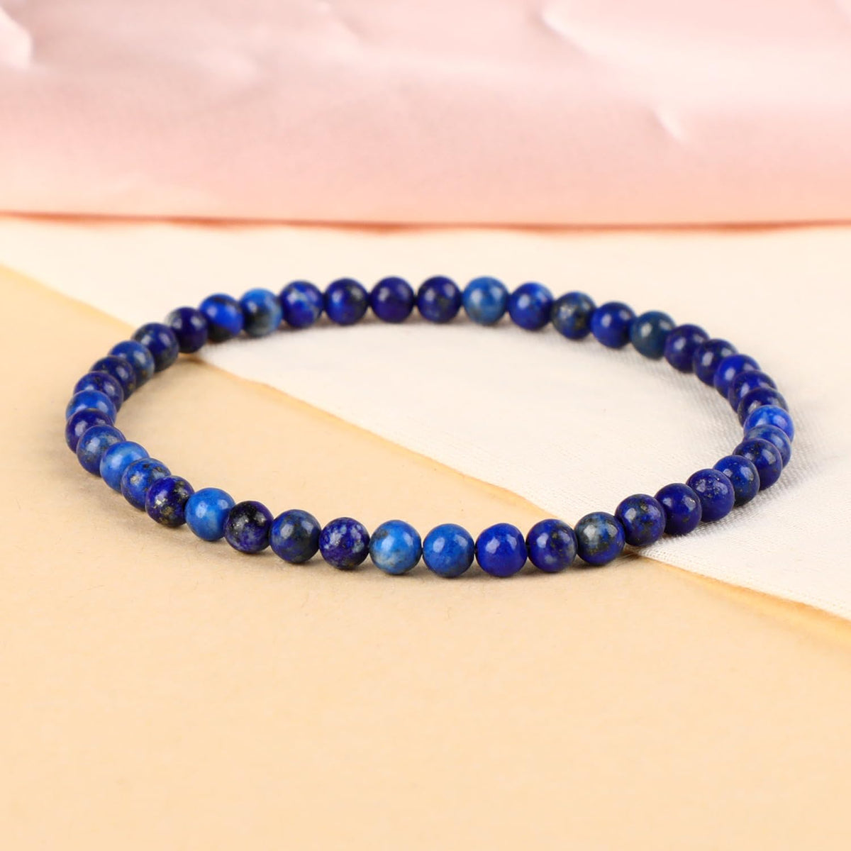 LPBeads Handmade Natural Gemstone Stretch Elastic 4mm Lapis Lazuli Bracelet Healing Crystal Round Stone Beads Jewelry Gifts for Women Men