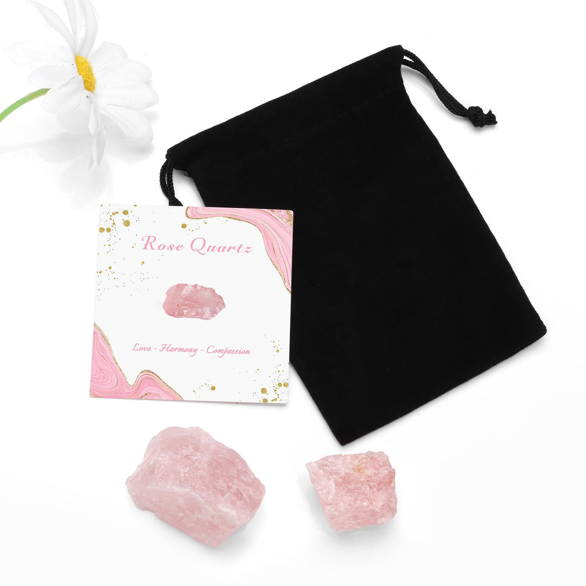 GolbalJew Rose Quartz Natural Raw Crystals 2PCS Healing Crystal Stones 1.2-2.0” Reiki Healing Gemstones for Meditation Chakra Balance Home Decor