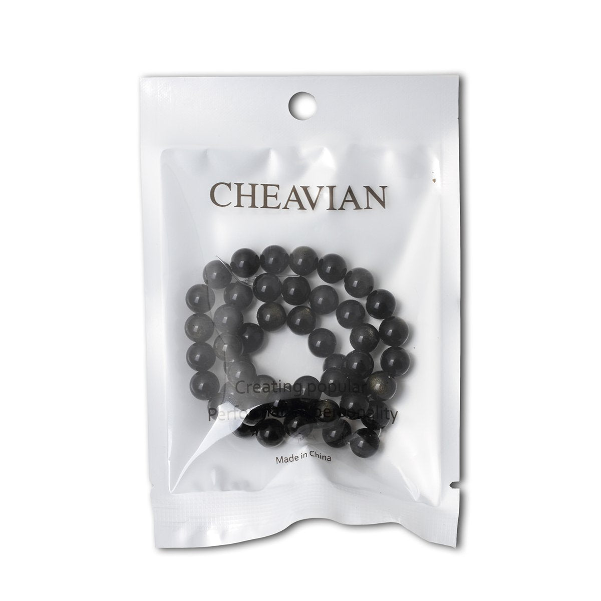 CHEAVIAN 45PCS 8mm Natural Golden Obsidian Gemstone Round Loose Beads Crystal Energy Stone Healing Power for Jewelry Making 1 Strand 15"