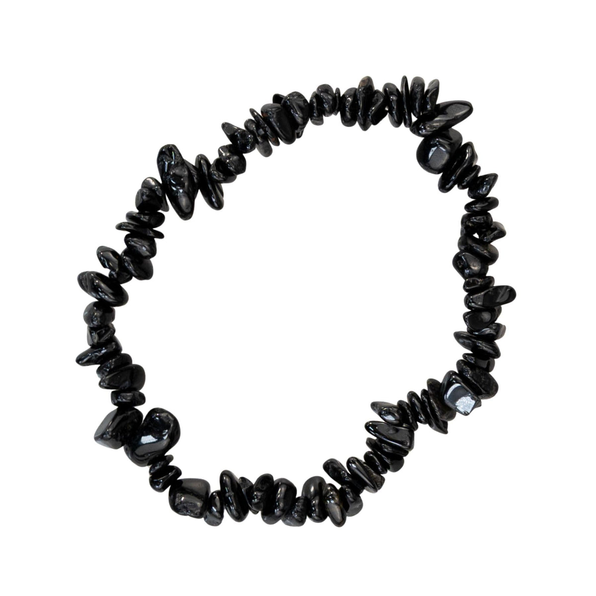 Tourmaline Natural Gemstone Bracelets, Chakra Crystal Healing Chip Stretch Bracelets, Gemstone Polished Irregular Crystals, Crystal Irregular Chips Beads Stretch Bracelets (Black Tourmaline)