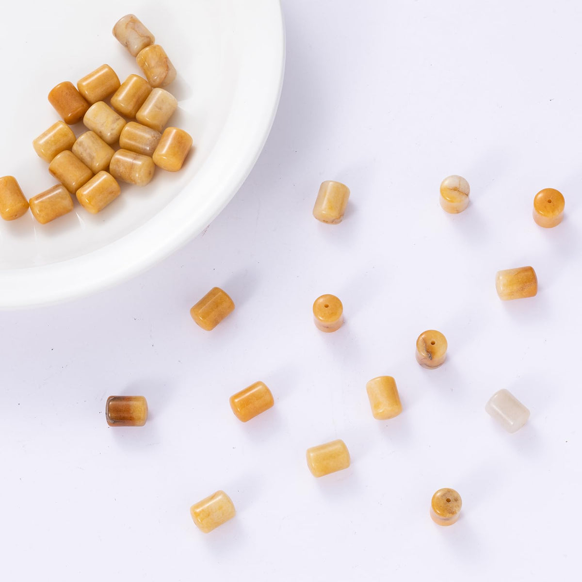 Natural Yellow Jade Cylinder Tube Beads 10x14mm 38cm/str Loose Semi Gemstone Stone Beads for Making Bracelets Necklace