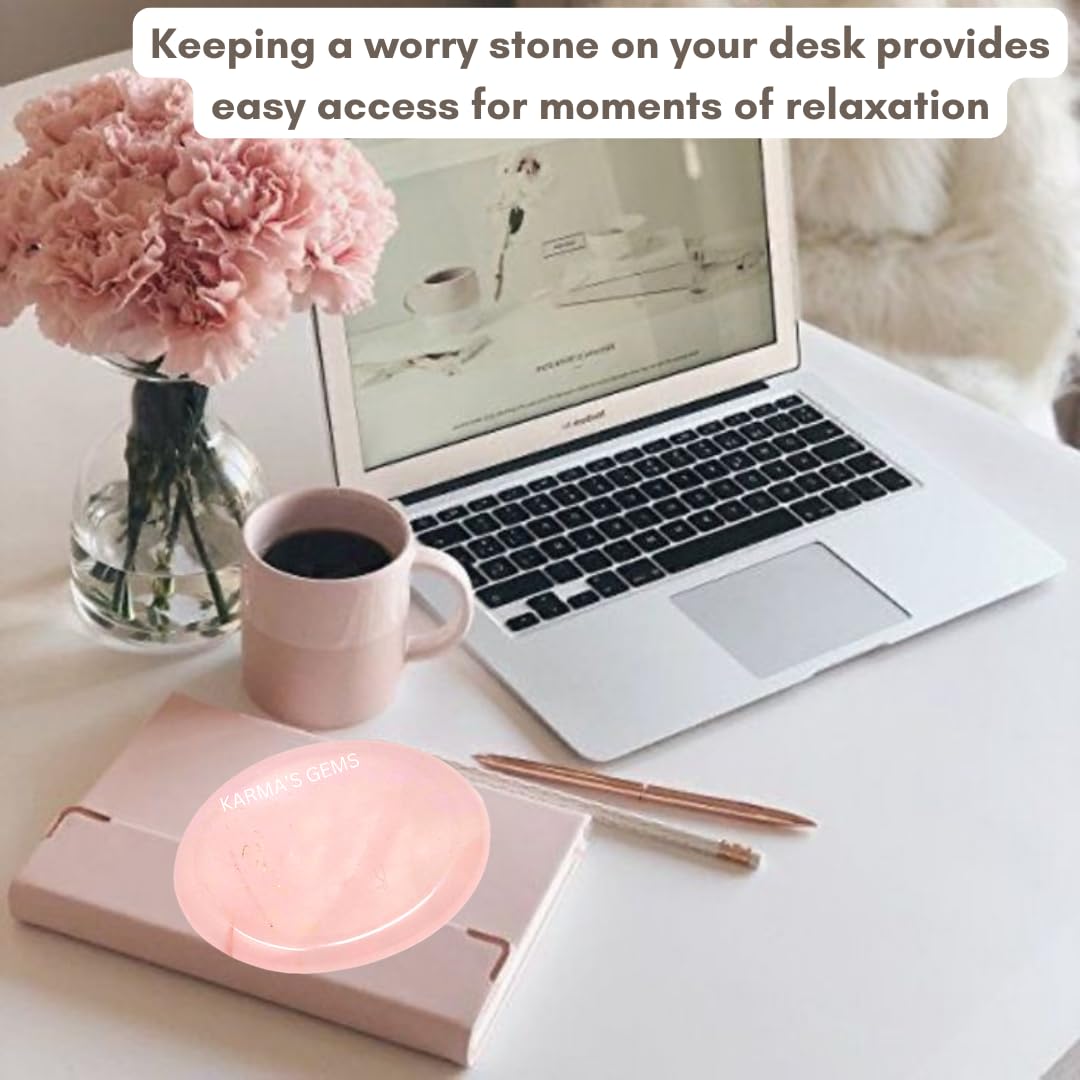 Rose Quartz - Rubbing Natural Thumb Worry Stone - Hold in Your Hand for Relaxation or Anxiety Relief - Enhance Meditation, Aid in Healing the Mind, Body and Spirit