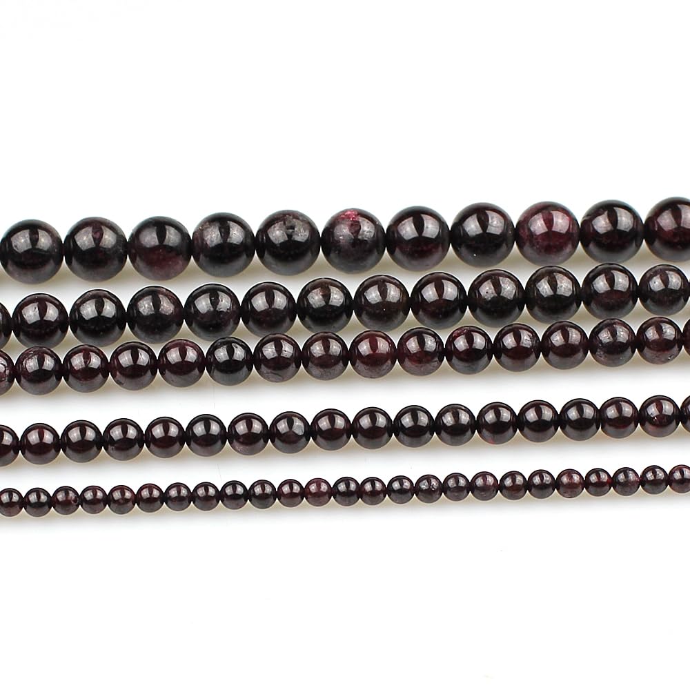 MJDCB Natural Stone Beads Garnet Round Loose Beads for Jewelry Making DIY Bracelet Necklace (8mm)