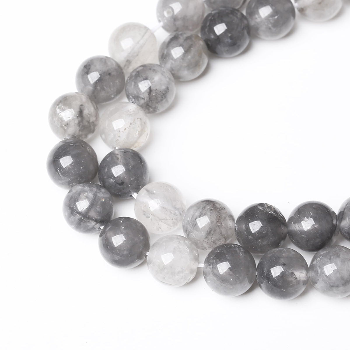 32pcs 12mm Natural Grey Cloud Crystal Stone Beads for Jewelry Making Energy Healing Power Stone Beads DIY Bracelet Necklace Accessories 15" (12mm, Grey Cloud Crystal)