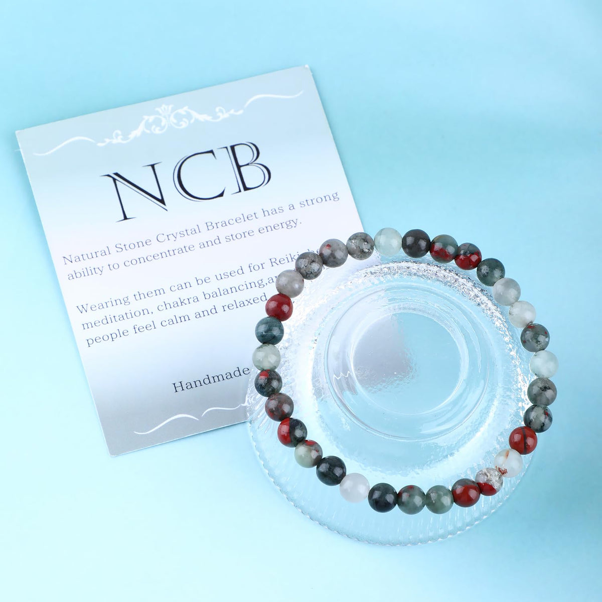 Bymitel 6mm African Bloodstone - Handmade Reiki Gemstone Stretch Bracelet, Natural Beauty & Spiritual Essence, Crystal Healing for Unisex Adults