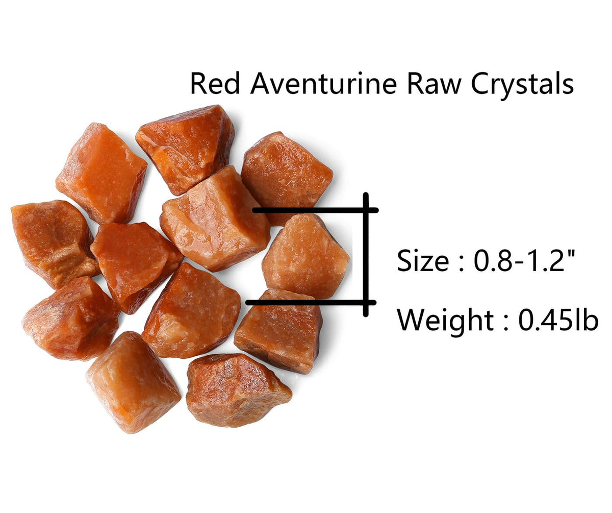 QINJIEJIE 0.9Lbs Red Aventurine Raw Crystals Natural Stones Bulk Large 1" Rough Rocks Wholesale Reiki Gemstones Fountain Rocks for Tumbling Cabbing Polishing Wire Wrapping Wicca Decor