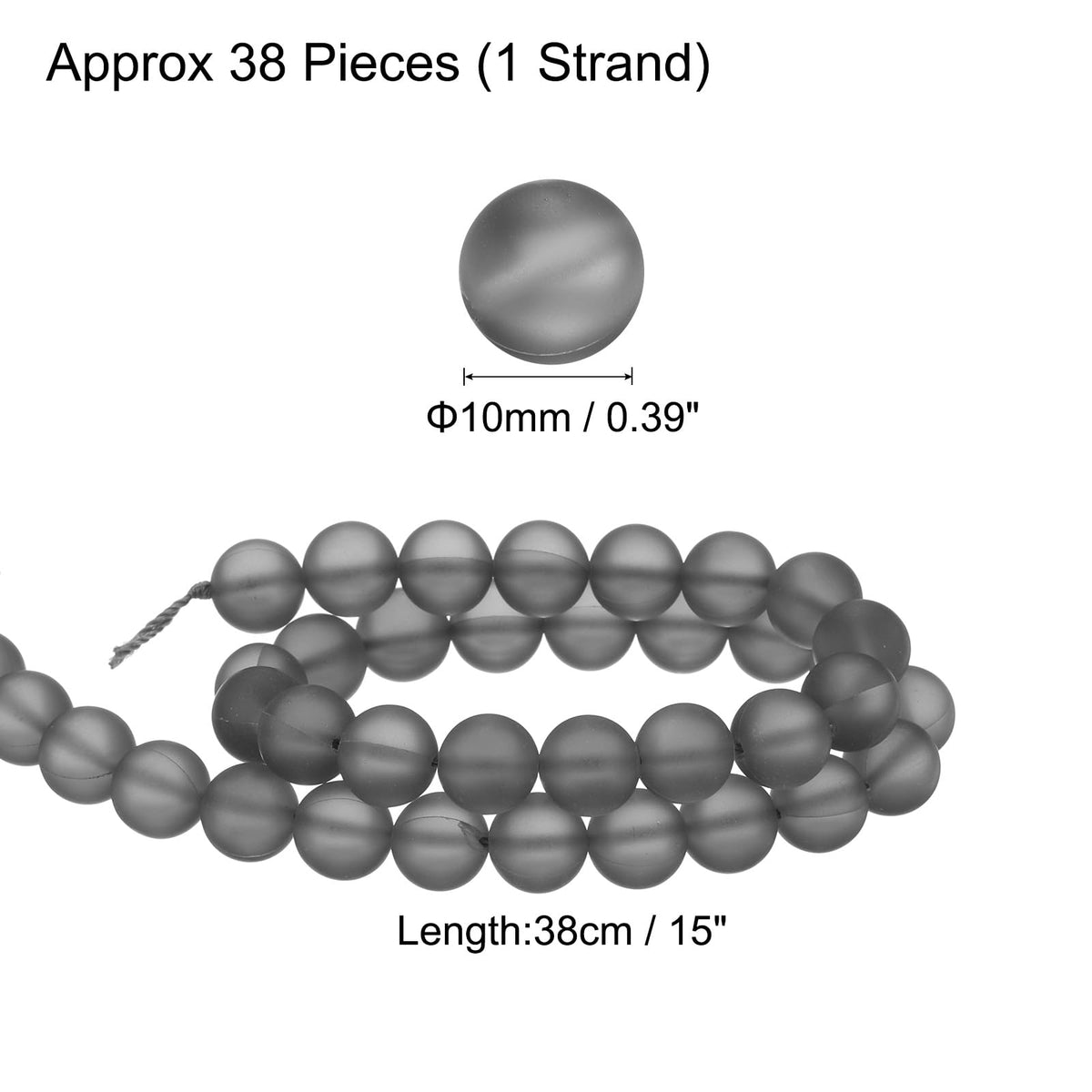 uxcell Matte Crystal Glass Beads 10mm Synthetic Frosted Shining Semi-Precious Round Loose Beads Synthetic Moonstone for Jewelry Making DIY Bracelet, Gray Silver
