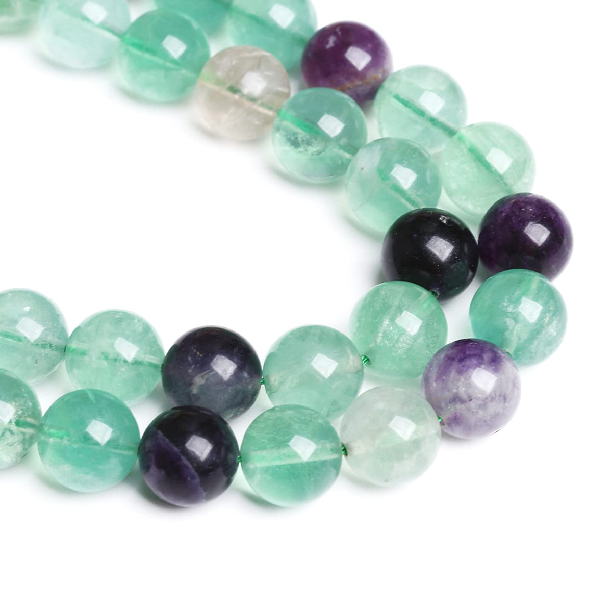 12MM 32PCS Natural Stone Green Fluorite Gemstone Beads for Jewelry Making DIY Bracelet 1 Strand