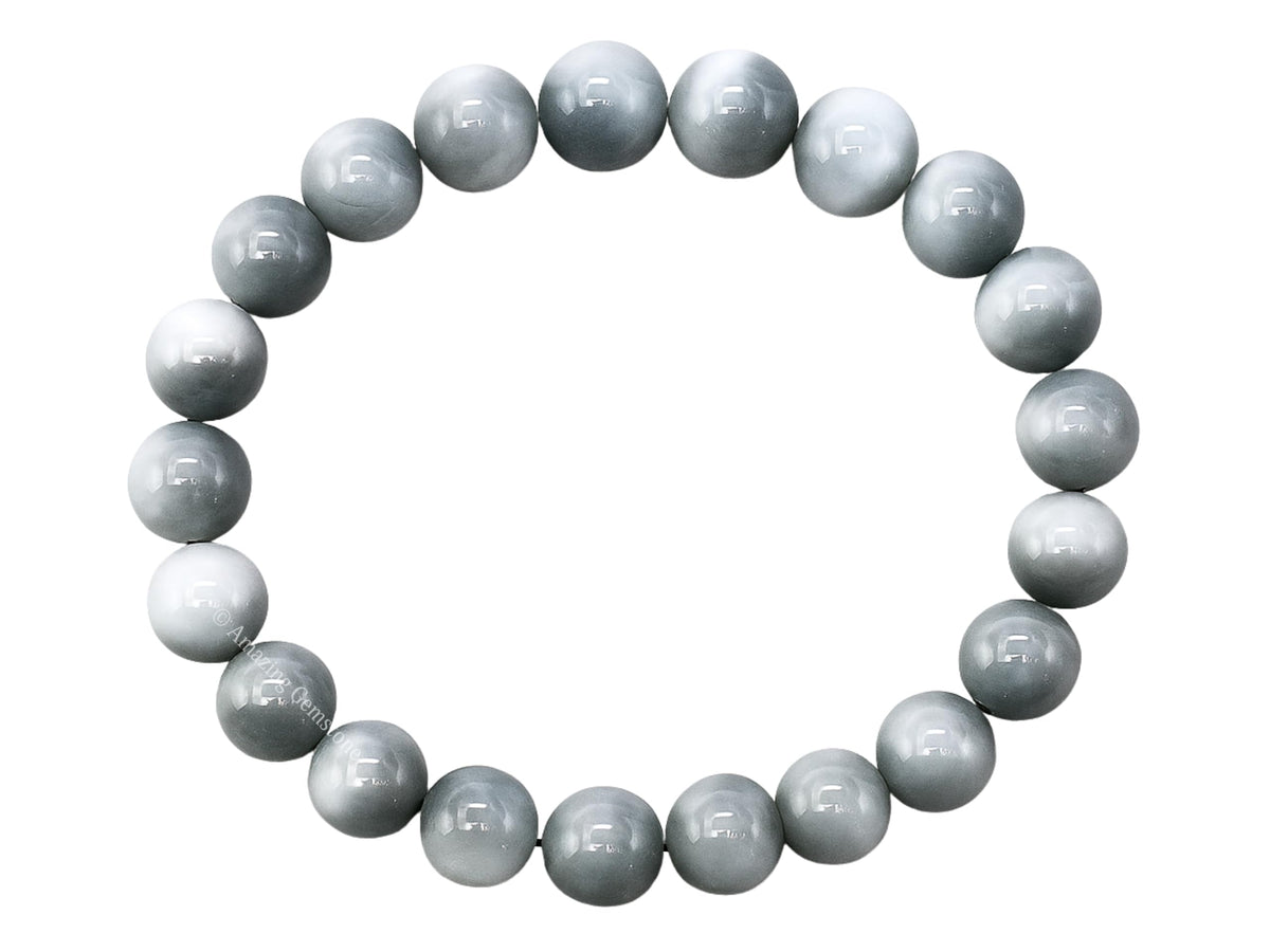 Amazing Gemstone Grey Cats Eye Bracelet for Women Men's Gifts - Protection Healing Crystal Bracelet - 8mm Gemstone Beaded Stretchable Bracelet Pulseras Para Hombres Mujer Stocking Stuffers Mothers Day Gift