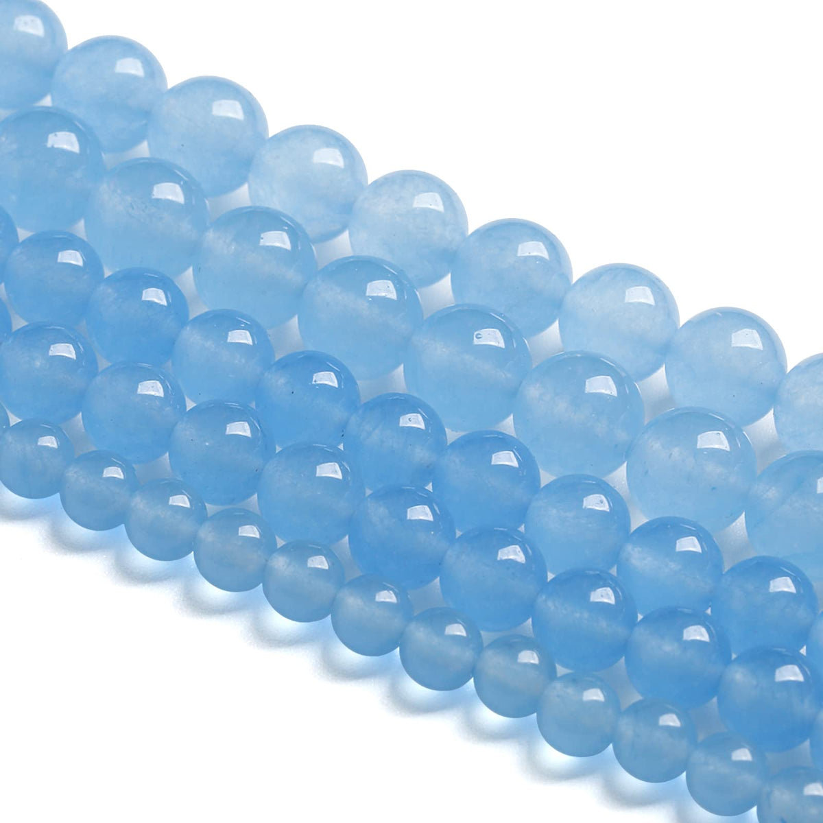 8MM 46PCS Blue Aquamarine Chalcedony Spacer Loose Beads for Jewelry Making DIY Bracelet Necklace