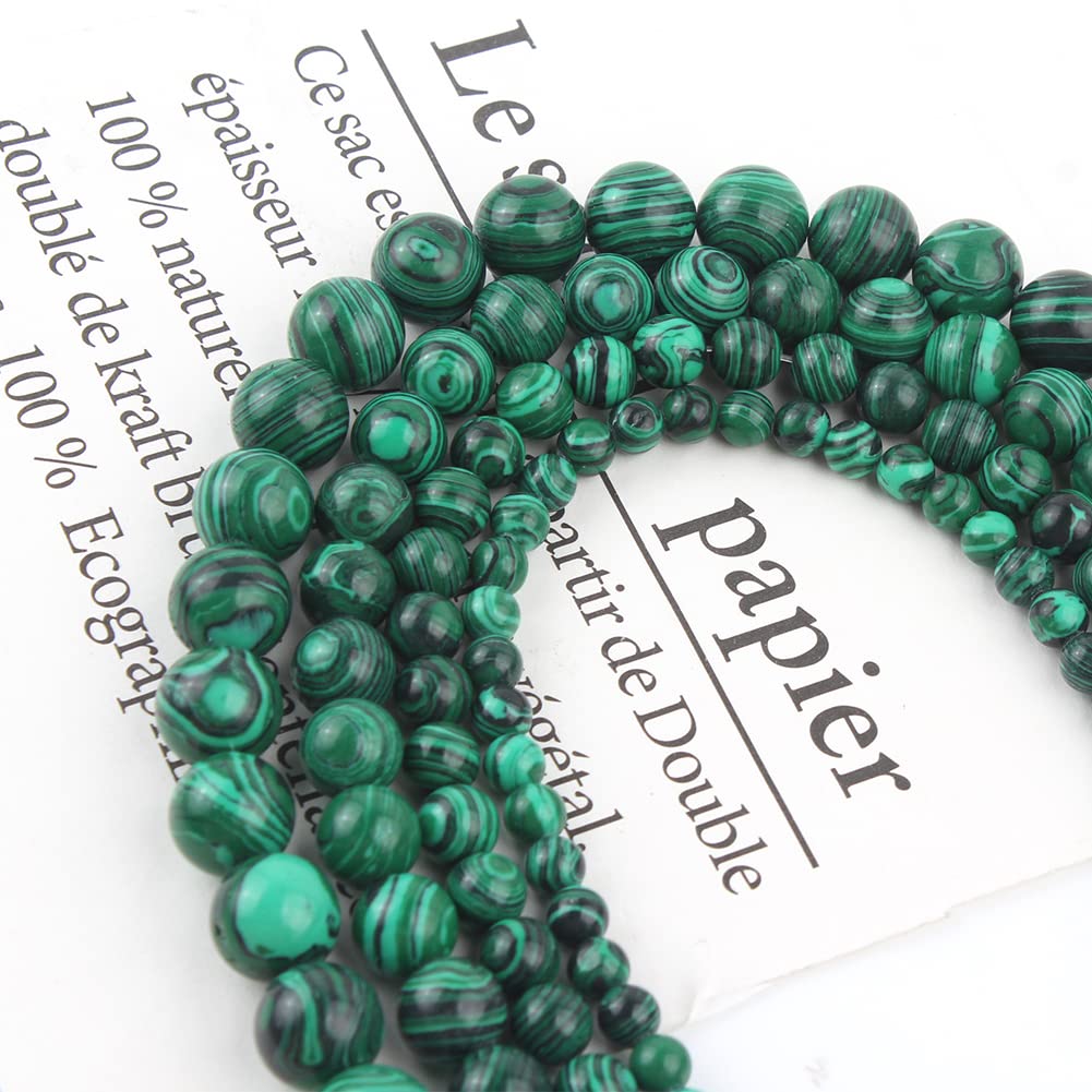 NITOPUPU 10mm 37pcs Green Malachite Natural Stone Beads for Jewelry Making Supplies, Round Crystal Beads for Bracelets Necklace DIY Crafts