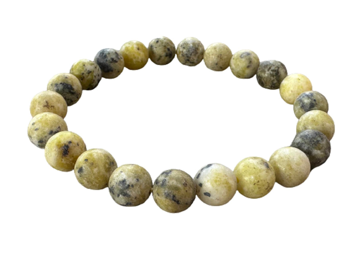 GAF TREASURES Yellow Turquoise Crystal Bead Bracelet 8mm, Genuine Yellow Turquoise Stretch Gemstone Bracelet, Healing Crystal Bracelet, Gift for Men & Women (1)