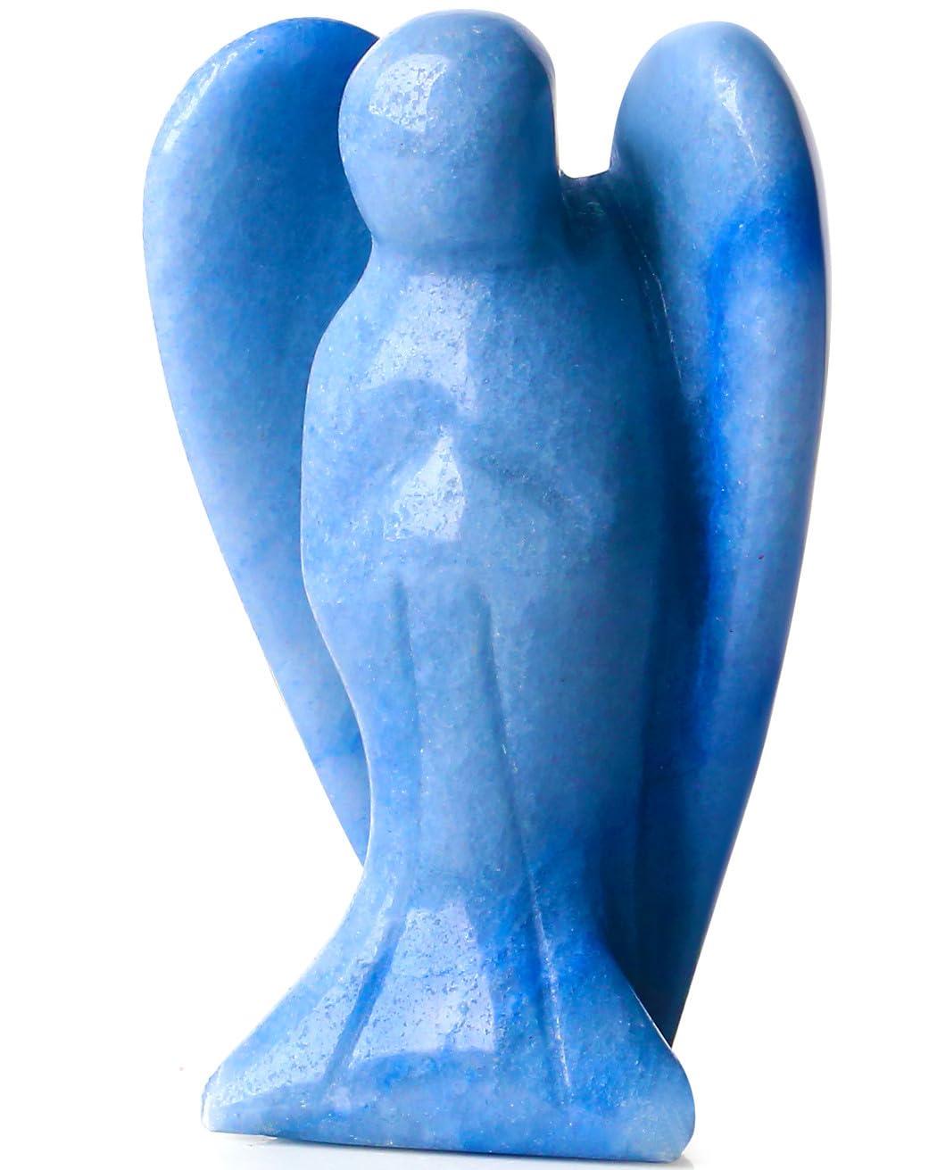 QINJIEJIE 3" Blue Aventurine Crystal Angel Decor Healing Guardian Angel Stone Figurine Natural Gemstone Polished Pocket Big Peace Statue Room Desk Office Decorations Meditation Gift for Women