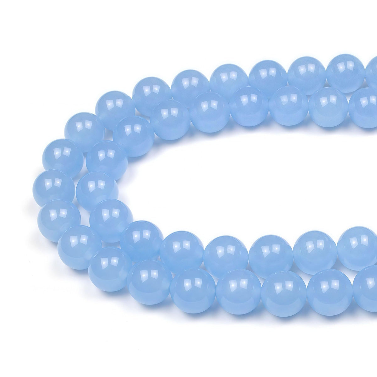MJDCB Natural Aquamarine Chalcedony Round Loose Beads for Jewelry Making DIY Bracelet Necklace (10mm)