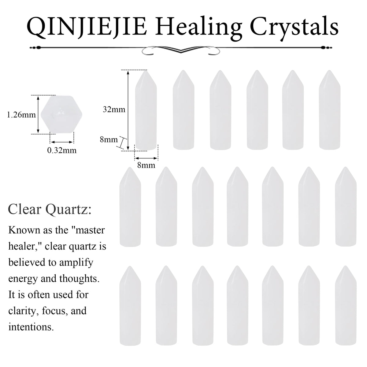 QINJIEJIE Clear Quartz 20 PCS Healing Crystals Stones Sets Wands Bulk Natural Pocket Crystal Towers Assorted Pointed Reiki Gemstones Polished Energy Meditation Chakra Gifts for Women Men