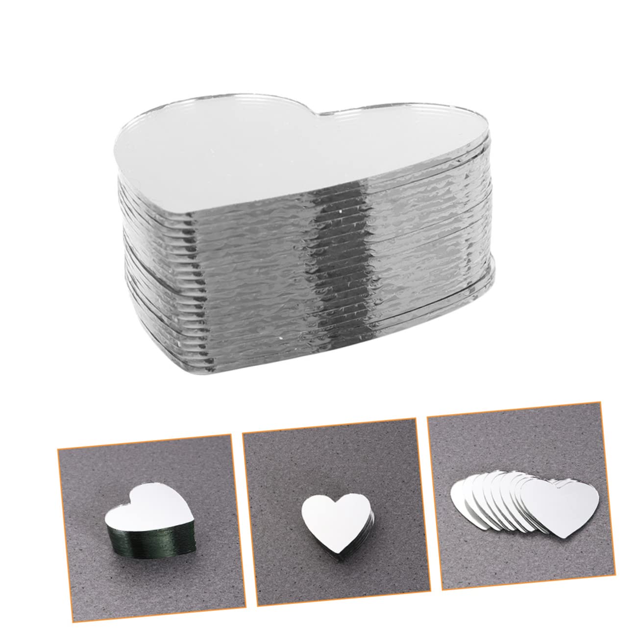 EXCEART 30Pcs Heart-Shaped Glass Mirror Tiles for DIY Craft Projects Compact Small Mirrors with Smooth Rounded Edges Safe for Handbag Storage and Makeup Vanity