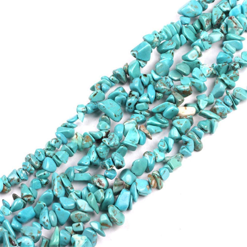 HAAMIIQII 5-8mm Blue Turquoise Chips Beads Irregular Chip Stones Loose Gemstone Beads for Jewelry Making Strand 30 Inch