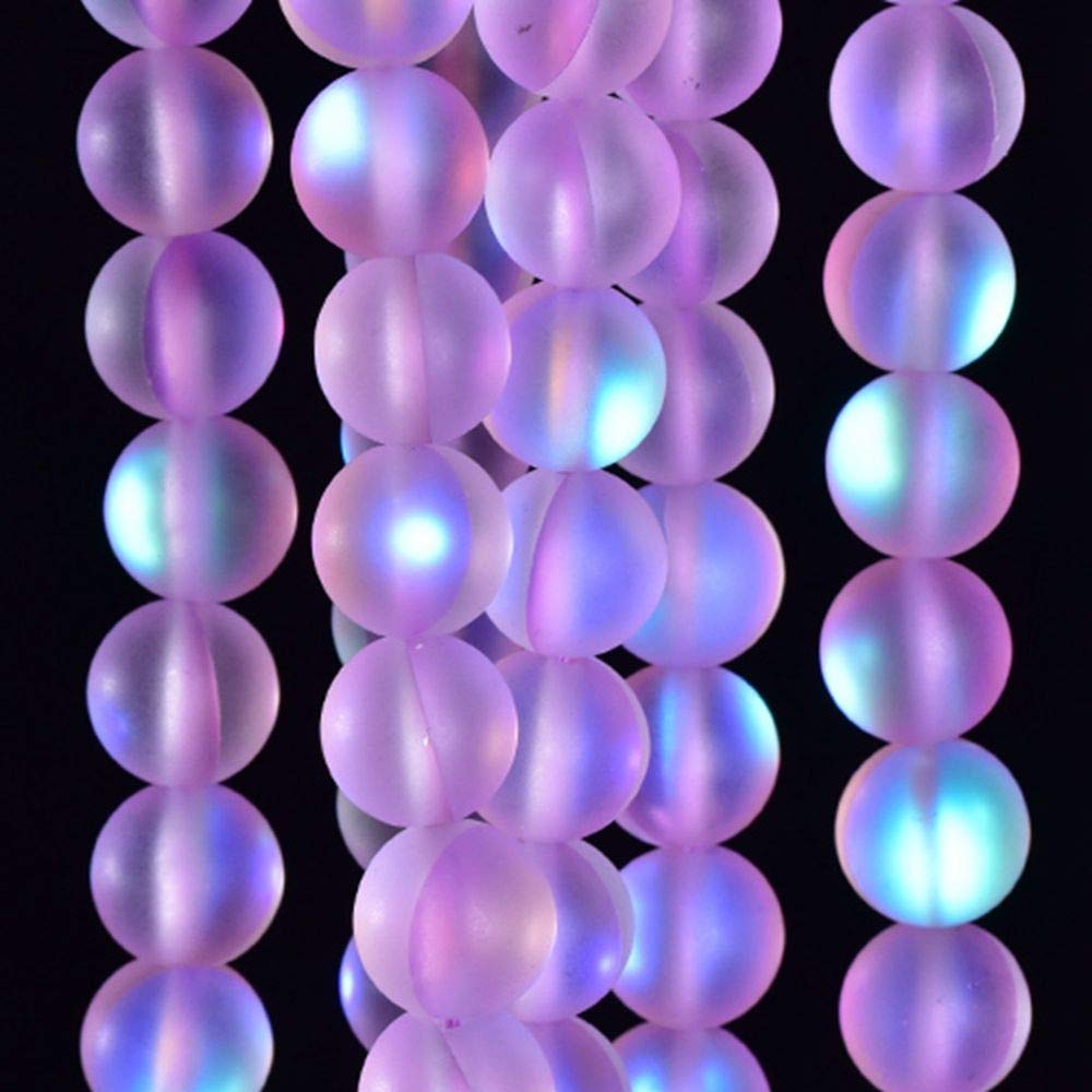 Asingeloo 60PCS 6mm Natural Light Purple Mystic Aura Quartz Gemstone Frosted Matte Titanium Round Loose Spacer Beads 15 inch Full Strand Crystal Healing Power Quartz