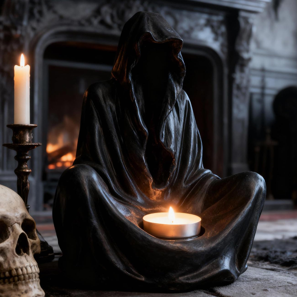 Sunthus Candle Holder Grim Reaper Gothic Decor Sculptures Statues Art Resin Decorations