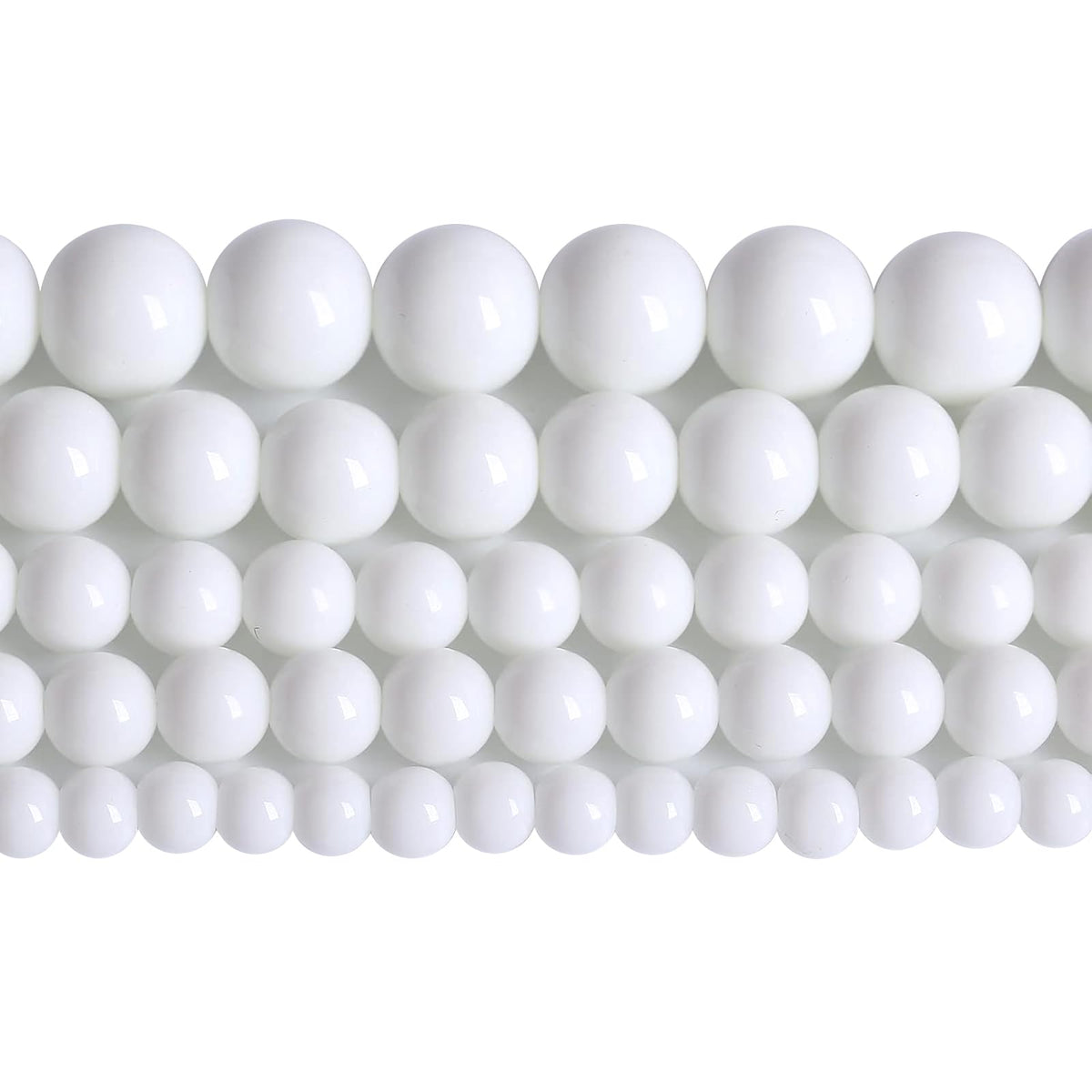 90PCS 8mm Natural White Porcelain Agates Stone Round Beads for Jewelry Making Spacer Loose Spacers Beads DIY Bracelets 32" 2 Strand