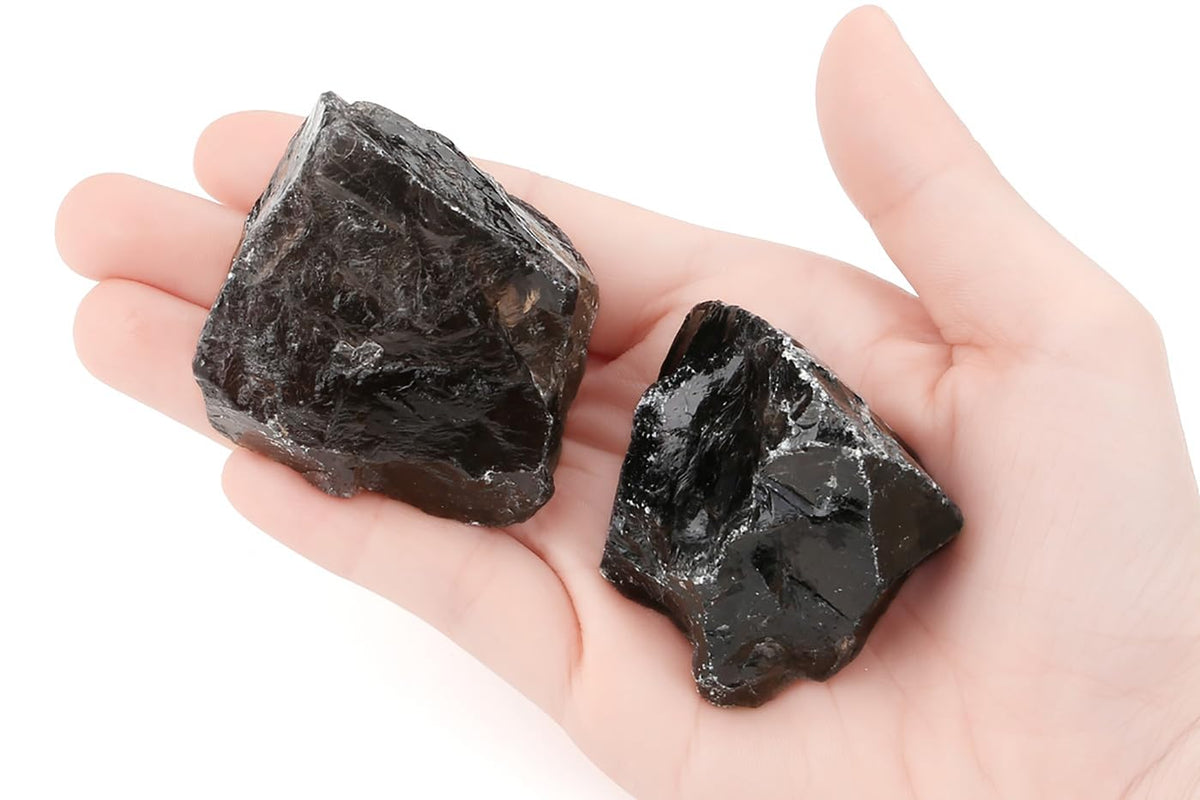 NUKAYAI 2Pcs Smoky Quartz 1.8-2.2" Large Natural Crystal Raw Healing Crystals Stones Rough Natural Smoky Quartz Crystal Rocks for Polishing Wrapping Wicca & Reiki Cabbing DIY Wire Decoration Gifts