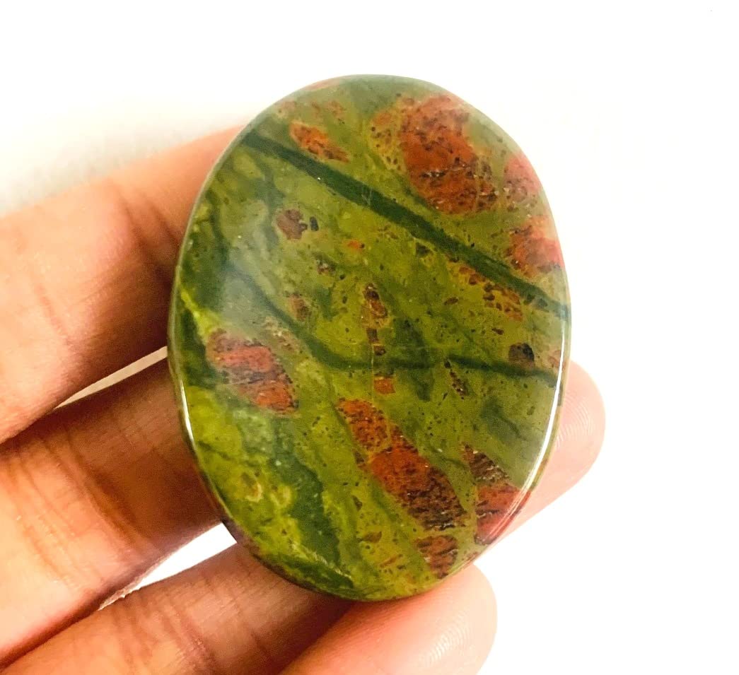 crystalmiracle Beautiful Unakite Handcrafted Oval Thumb Worry Stone Crystal Healing Reiki Feng Shui Wellness Single Thumb Stones for Success Love Peace, Gifts for Men Women