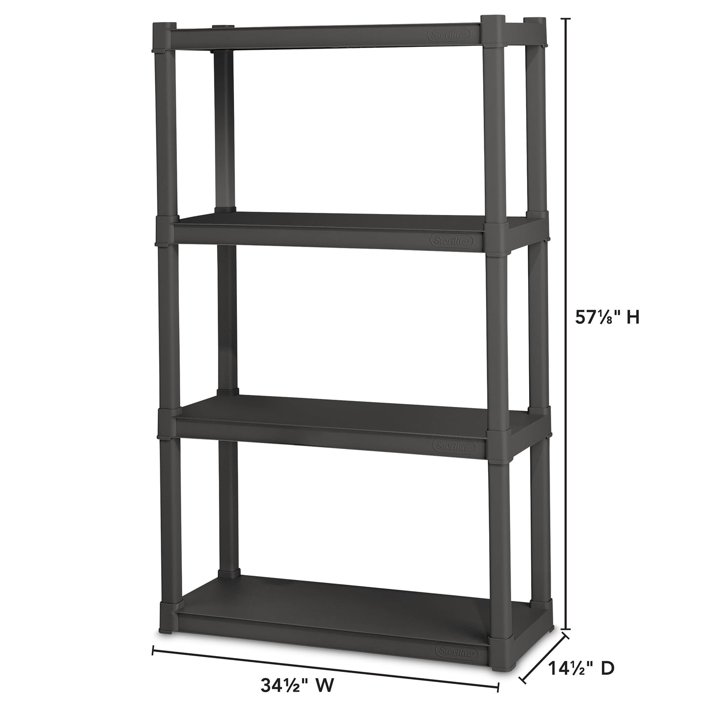 Sterilite 4 & 5 Shelf Plastic Storage Units Bundled with Easy to Assemble Storage Cabinet for Garage, Pantry & Kitchen Organization, 4 Shelves, Gray
