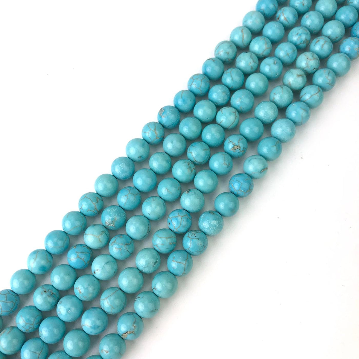 10mm Blue Turquoise Beads Round Gemstone Loose Beads for Jewelry Making (38-40pcs/strand)