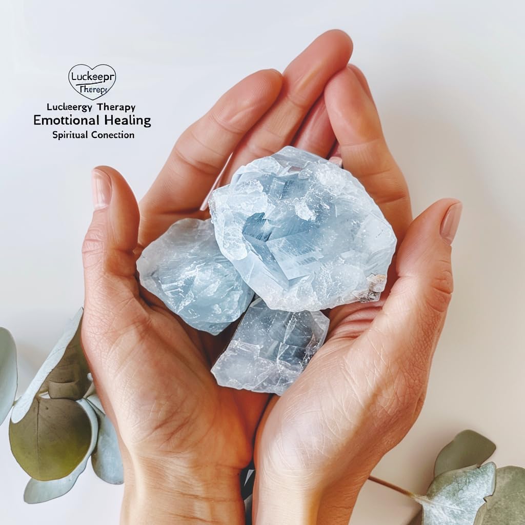 Luckeeper 1 lb Blue Calcite Bulk Raw Crystals and Healing Stones Quartz for Tumbling, Wire Wrapping, Wicca Reiki,Meditation