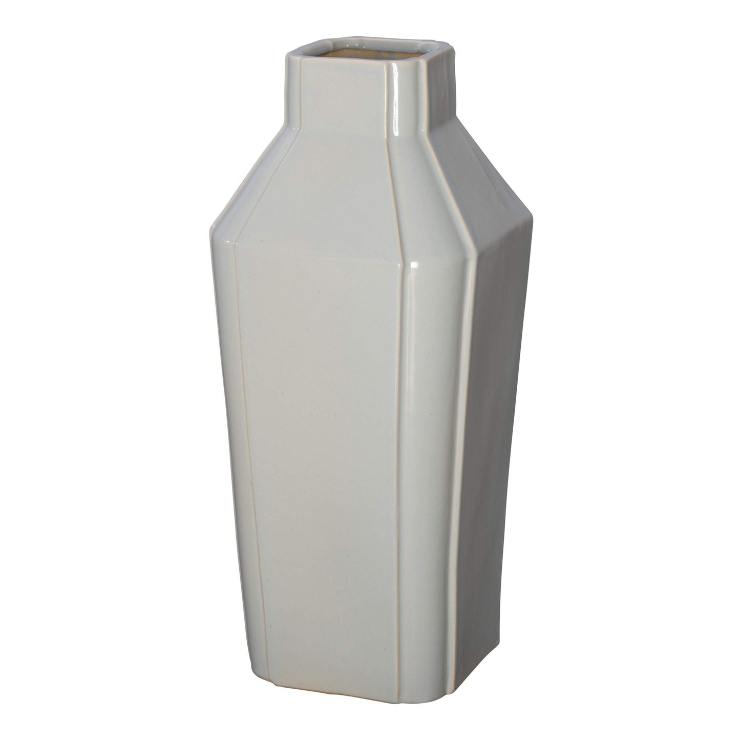 Emissary Home and Garden Quadrant 22.5 in. H Square Ceramic Vase in Gray with High-fire Treatment