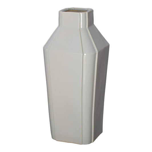 Emissary Home and Garden Quadrant 22.5 in. H Square Ceramic Vase in Gray with High-fire Treatment
