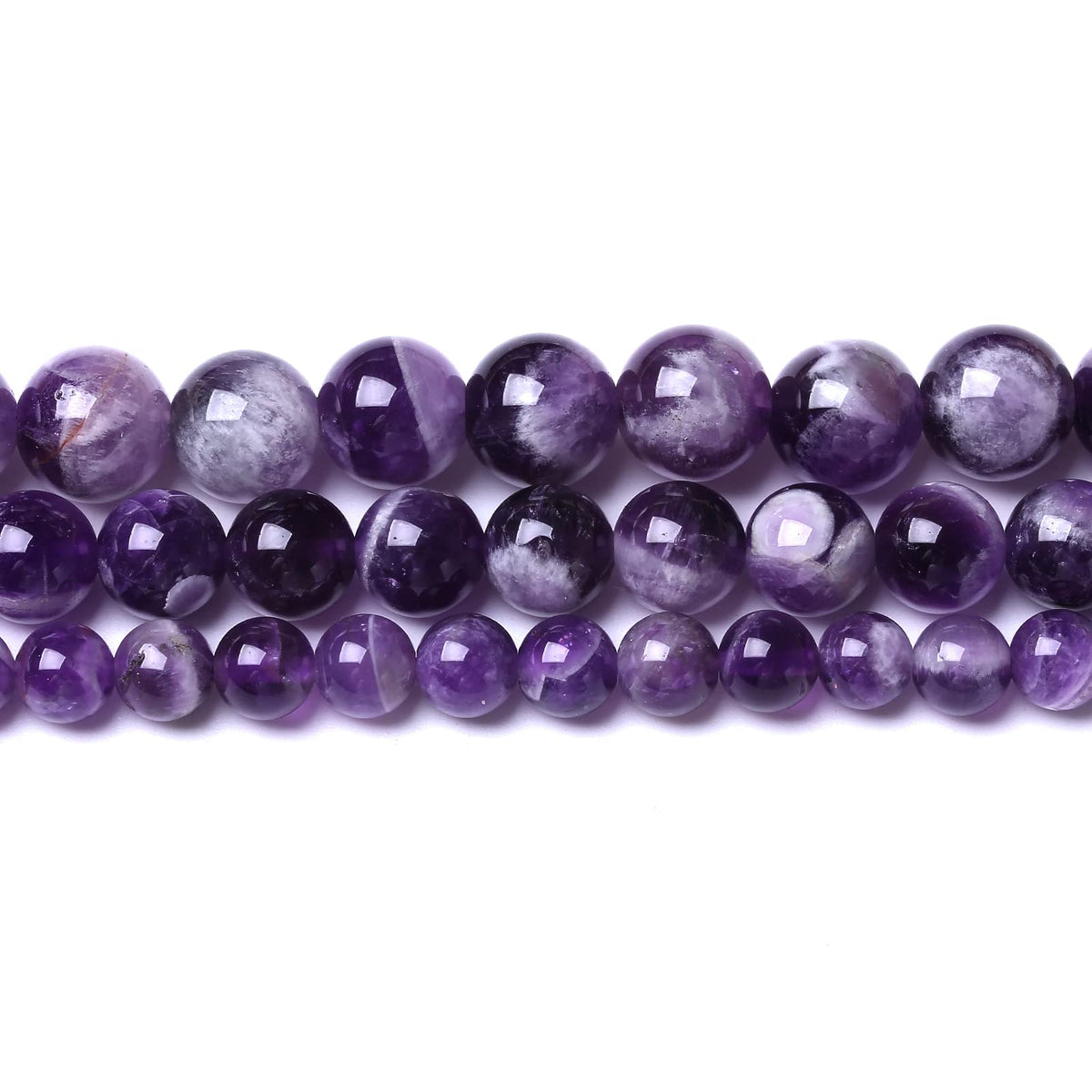 32PCS 12MM Beads Natural Purple Dream Lace Amethysts Stone Round Loose Beads Gemstones for Jewelry Making DIY 15Inches