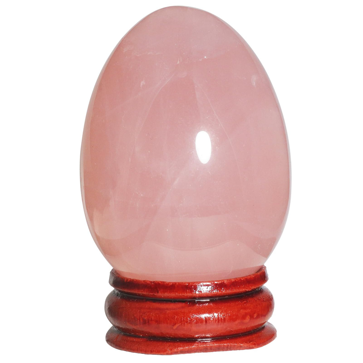 Casaper 2" Natural Rose Quartz Egg with Wood Stand for Home Decoration, Polished Crystal Pocket Palm Sphere Fengshui Figurines Healing Reiki