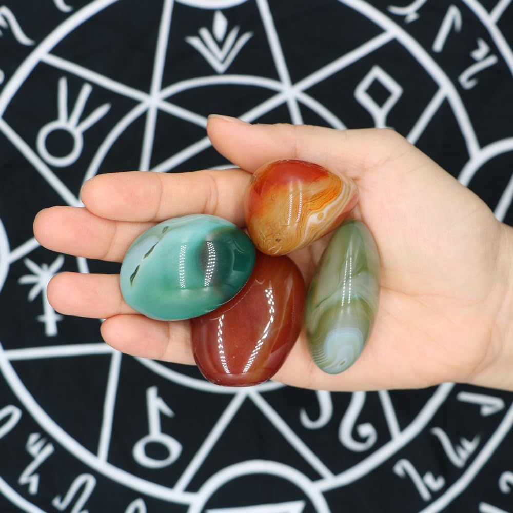 Natural Crystal and Healing Stones Set 4 Pc Agate Stones Rock Gemstones Witches Reiki Energy Balancing Meditation Divination Home Decor DIY