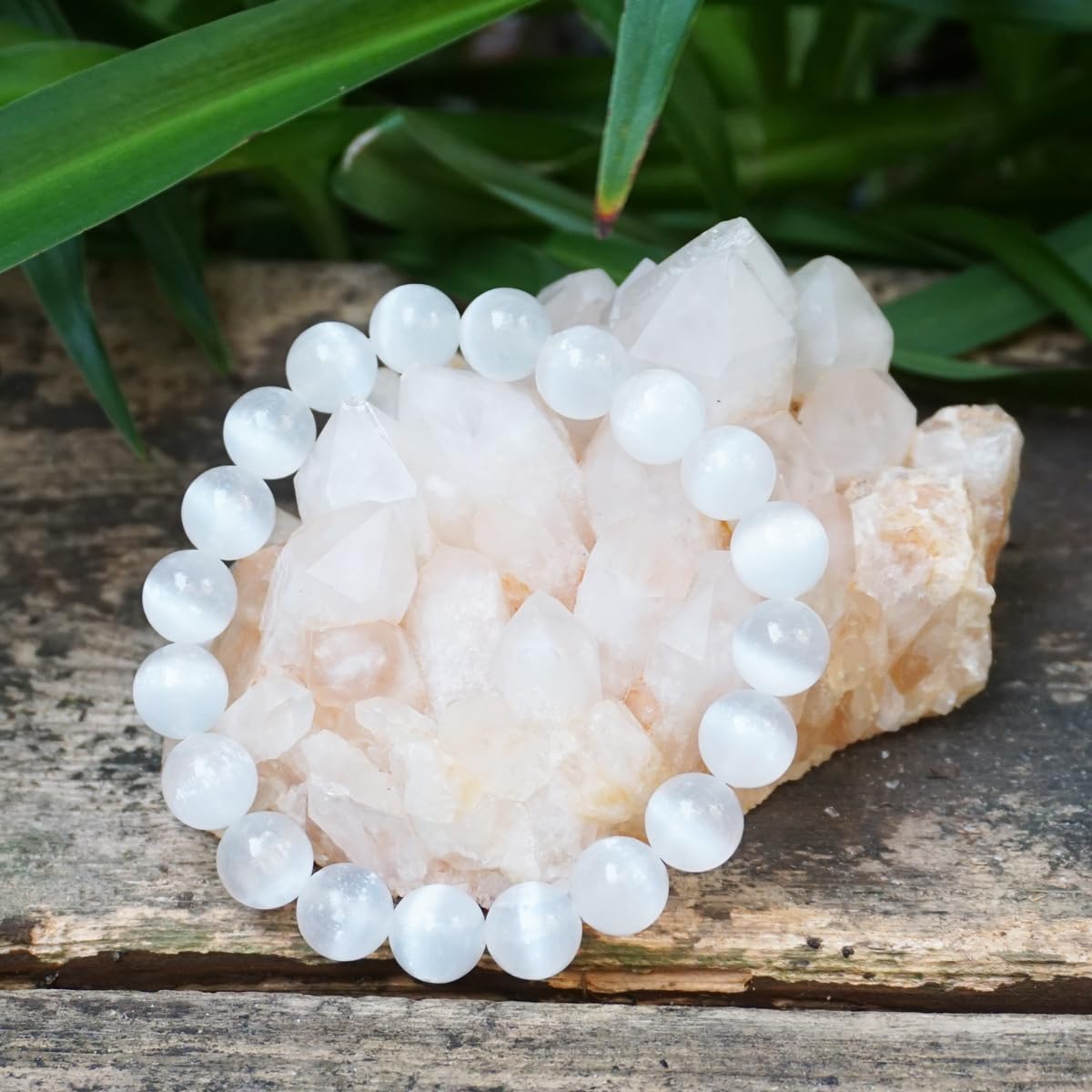 8MM Selenite Bracelets for Women Negative Energy Shield | Natural Cats Eye | Beautiful Crystal Jewelry to Cleanse and Charge Energy & Power | Must Have for Meditation