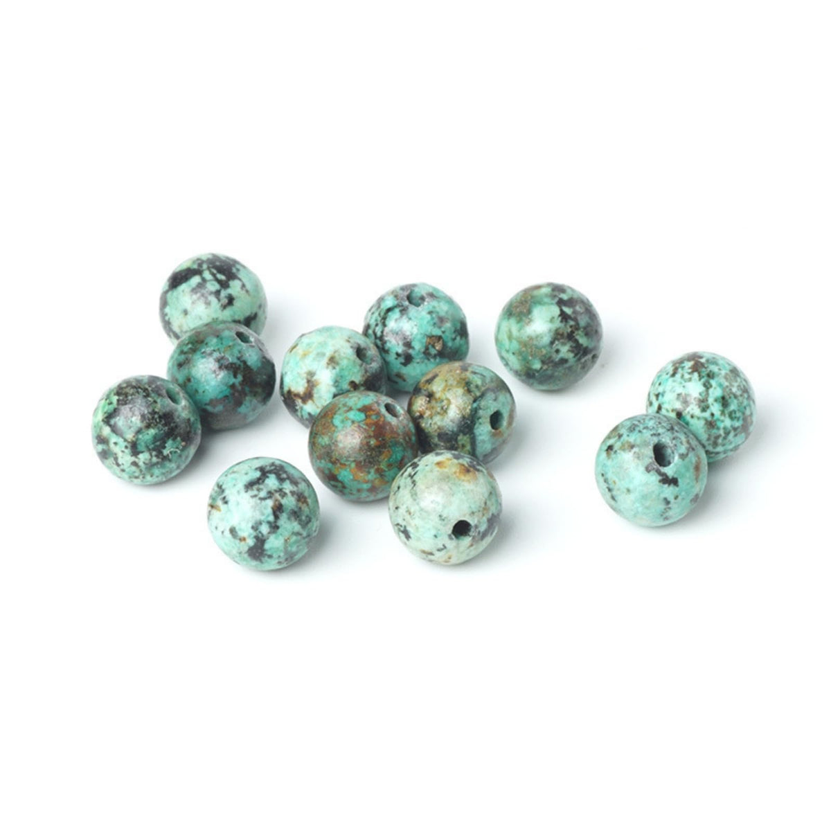 100Pcs Natural Stone 6mm African Turquoise Round Loose Gemstone Energy Healing Beads Hole Size 1mm DIY Smooth Beads for Bracelet Necklace Earrings Jewelry Making