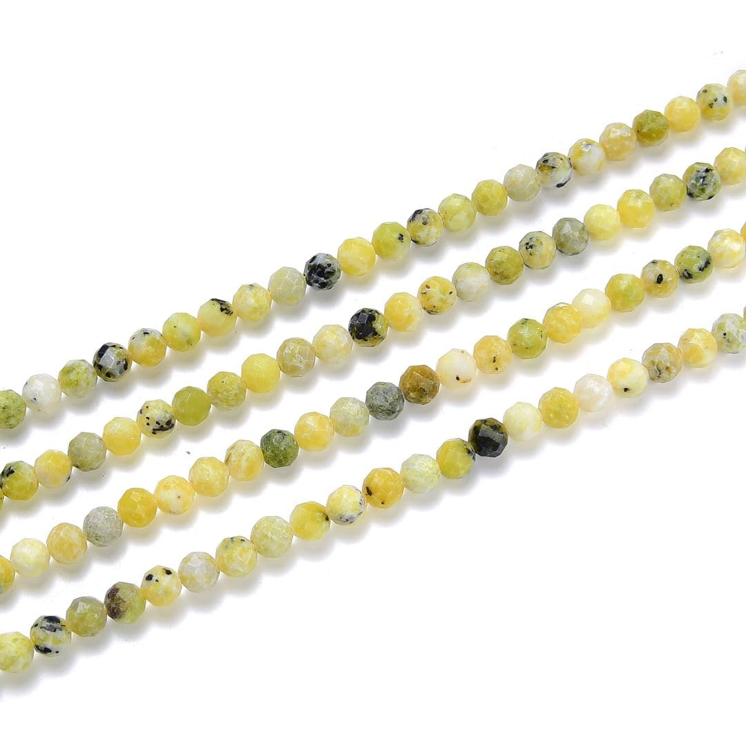 Adabele 30 Inch Natural Yellow Turquoise Healing Gemstone 3mm (0.12 Inch) Tiny Small Faceted Round Loose Beads Stone Spacer (230-250pcs Total) for Craft Jewelry Making GK3-17