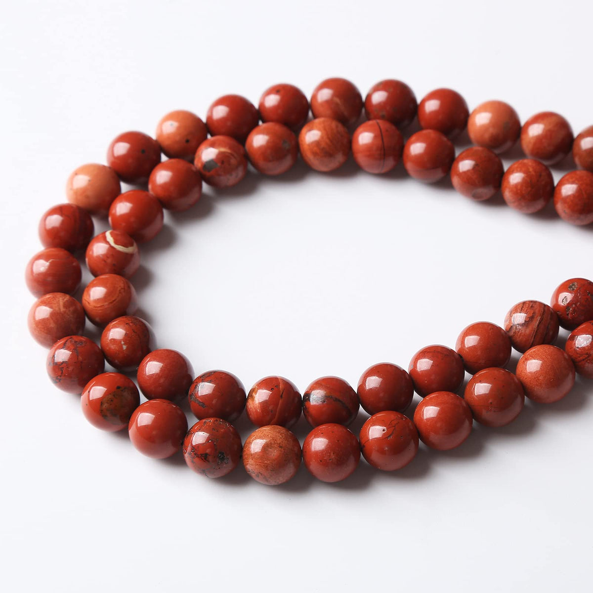 48PCS 8MM Red Jasper Stone Beads Round Loose Beads for Jewelry Making DIY Energy Stone Healing Power Bracelet 15in