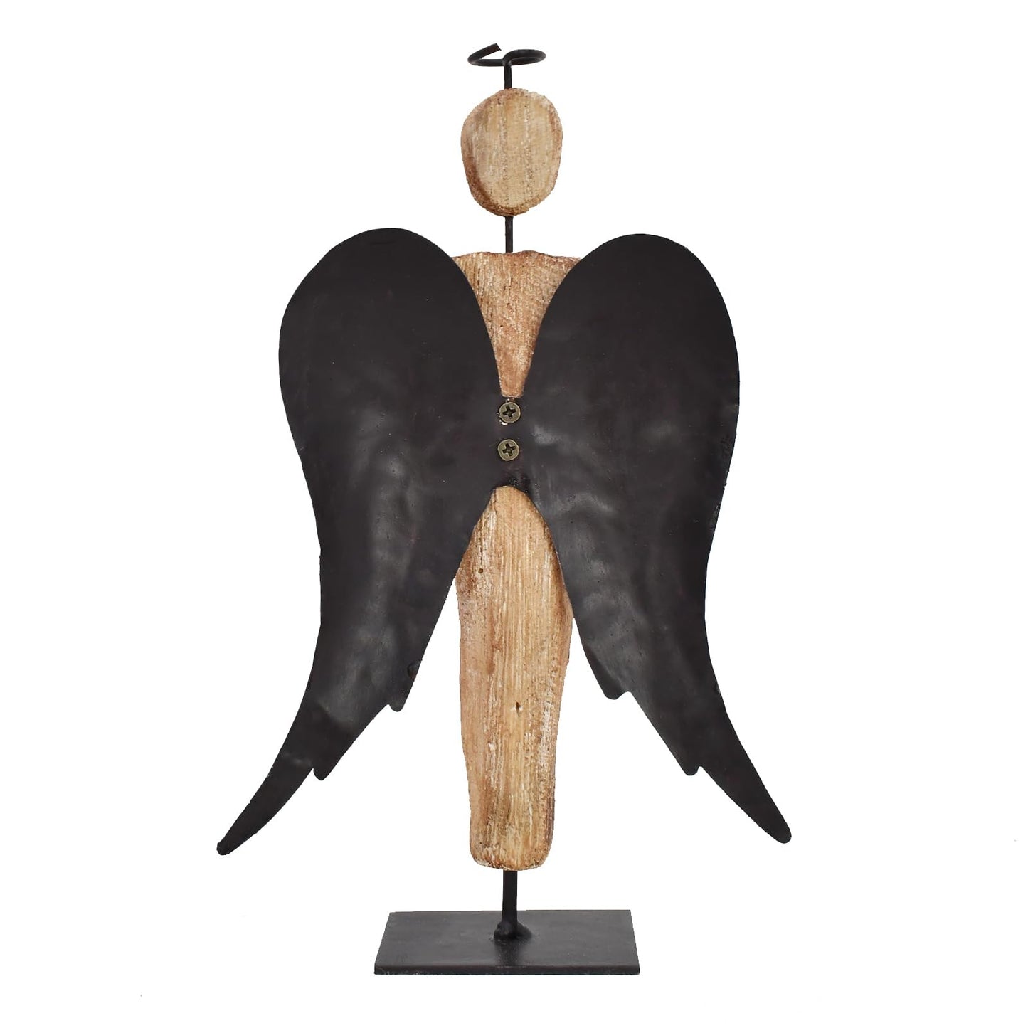 Veclotch 8.25“H Rustic Wood Angel Figurine Hand Craved Sculpture Table Top Decoration Farmhouse Statue Home Decor Memorial Gift