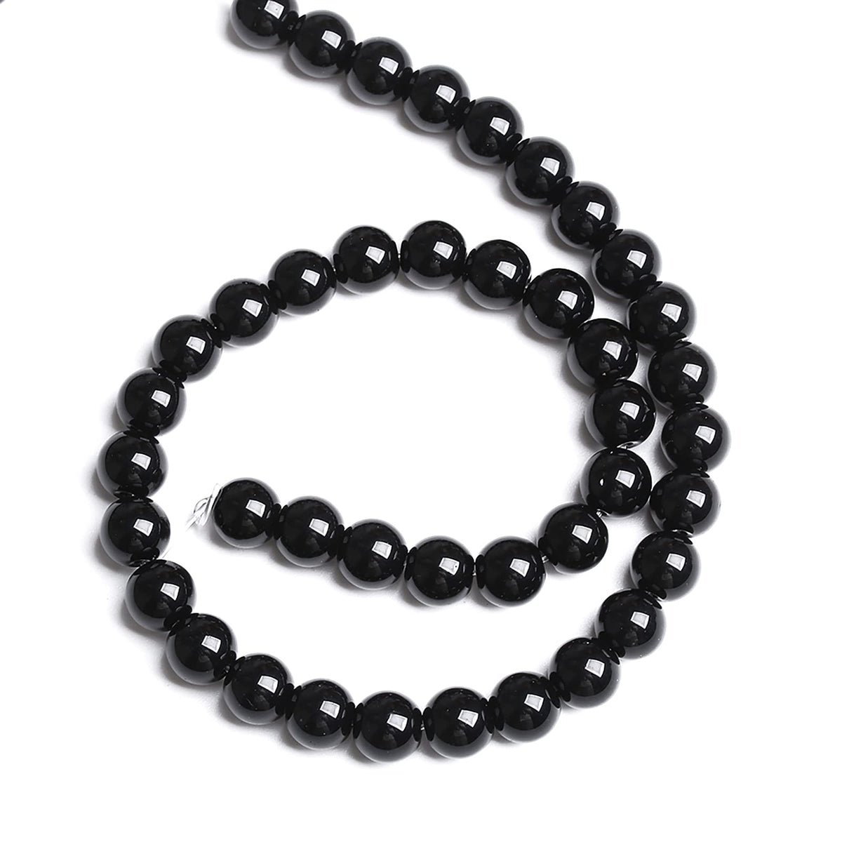 8mm 45PCS Natural Black Onyx Agate Round Loose Spacer Beads for Jewelry Making DIY Craft Bracelet 1 Strand 15"