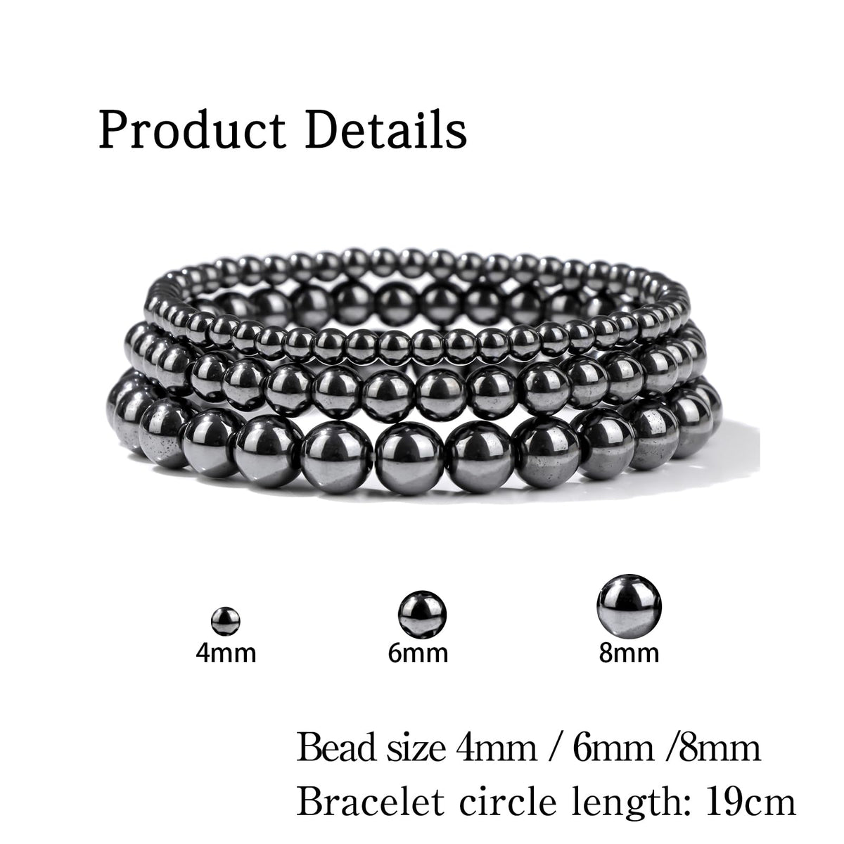 Risyfjew 3 PCS Healing Crystal Bracelets for Women 8mm Natural Stone Beaded Stretch Bracelet Amethyst Jewelry Gifts