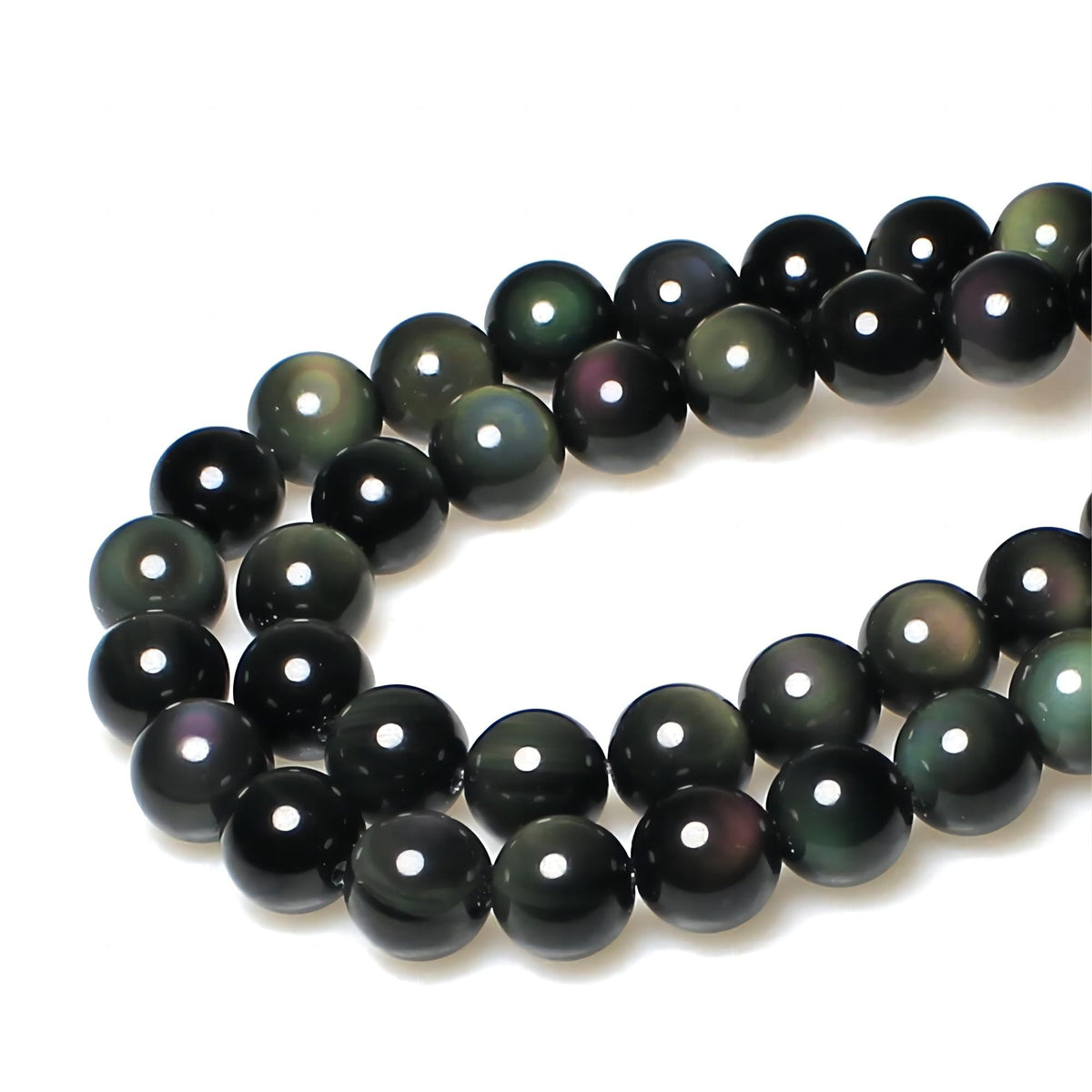 MJDCB Rare Collection Natural Stone Beads Rainbow Obsidian Round Loose Beads for Jewelry Making DIY Bracelet Necklace (10mm)