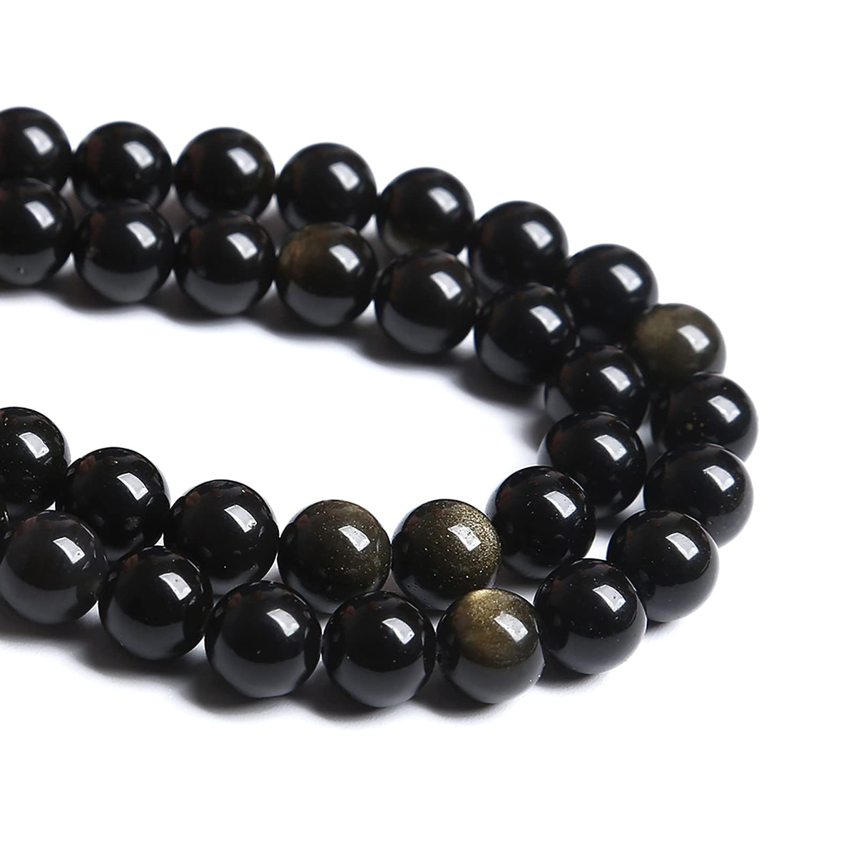 10MM 38PCS Natural Stone Golden Obsidian Loose Spacer Beads for Jewelry Making DIY Bracelet
