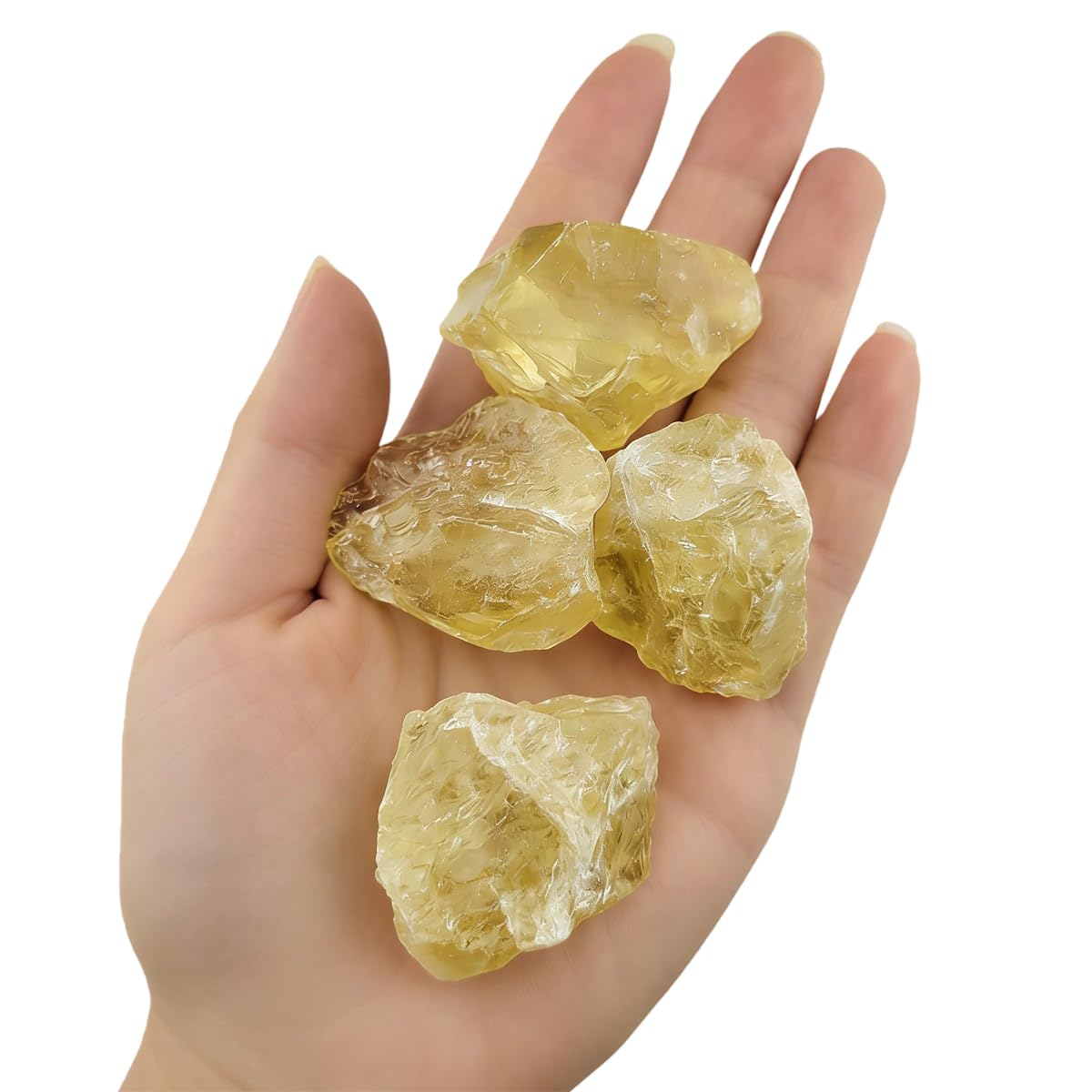 3-5Pcs Citrine Natural Raw Crystals 1''-2'' Rough Stones Rocks for Tumbling Polishing Cabbing Gemstones Crystals and Healing Stones for Wicca Reiki,Fountian Rocks for Decorations (Citrine)