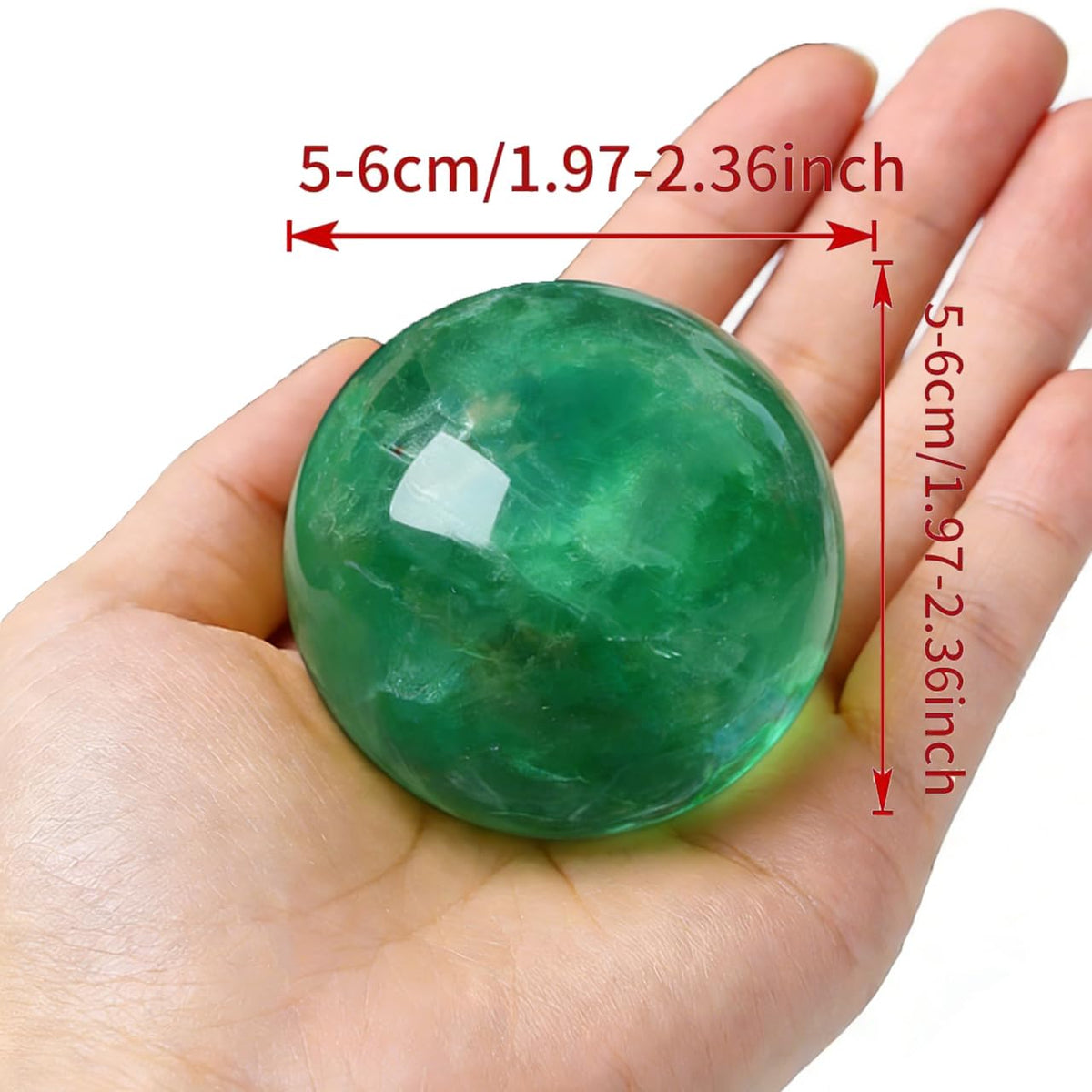 AierCrystal Natural Stone Crystal Sphere Feng Shui Home Decoration Ball Positive Energy Scrying Orb for Meditation Tool for Spiritual Space Purification Globe Diameter 5-6cm Green Fluorite Sphere
